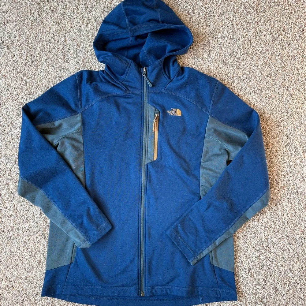 The North Face AO Softshell Hoodie Shady Blue Grey Mens Large Outdoor Hiking